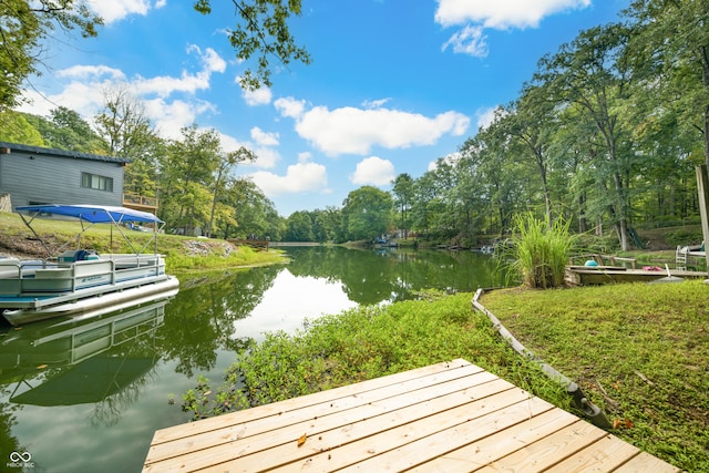 view of dock featuring a water view