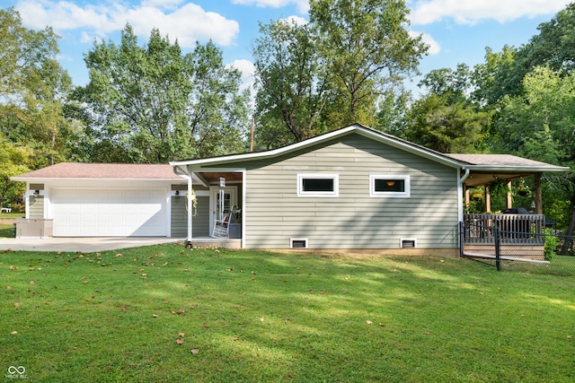 exterior space featuring a front yard and a garage