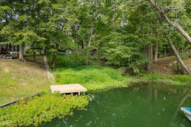 exterior space with a water view