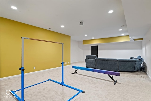 interior space with light colored carpet