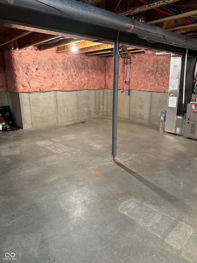 basement with heating unit