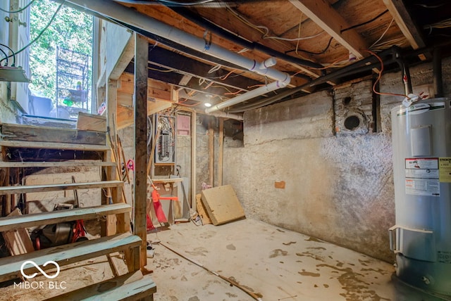 basement with electric water heater