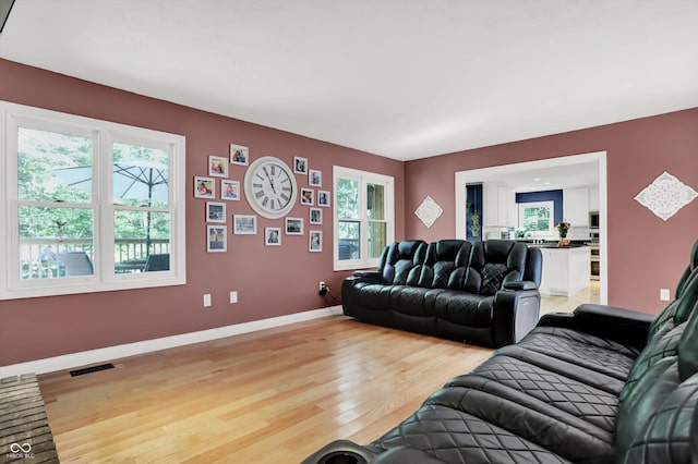 living room featuring light wood-type flooring