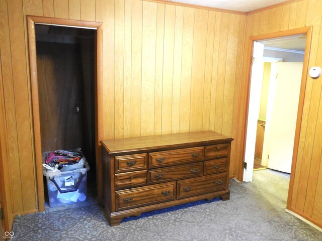 hallway with wooden walls