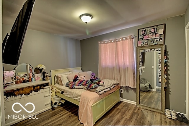 bedroom featuring dark wood-type flooring