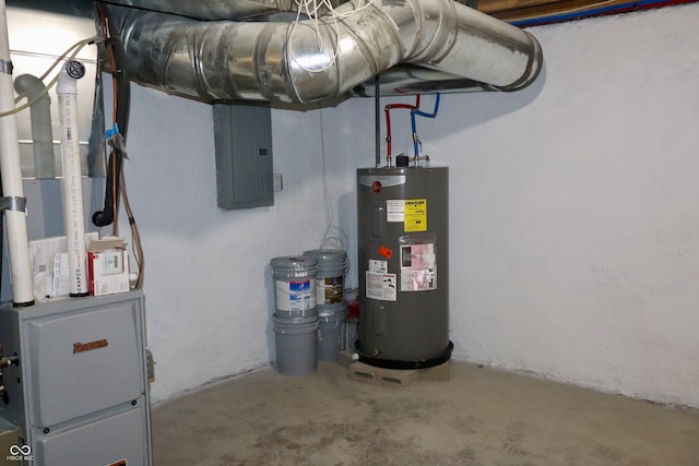 utilities featuring electric water heater and electric panel