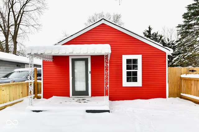 view of snow covered structure