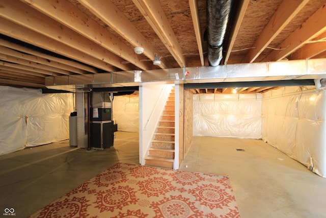 basement with heating unit