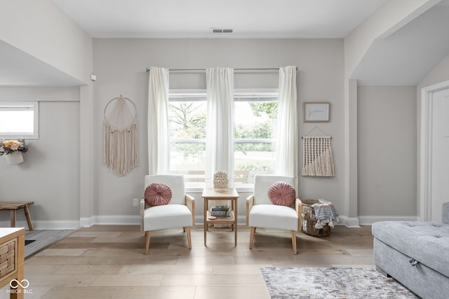 living area featuring light hardwood / wood-style flooring