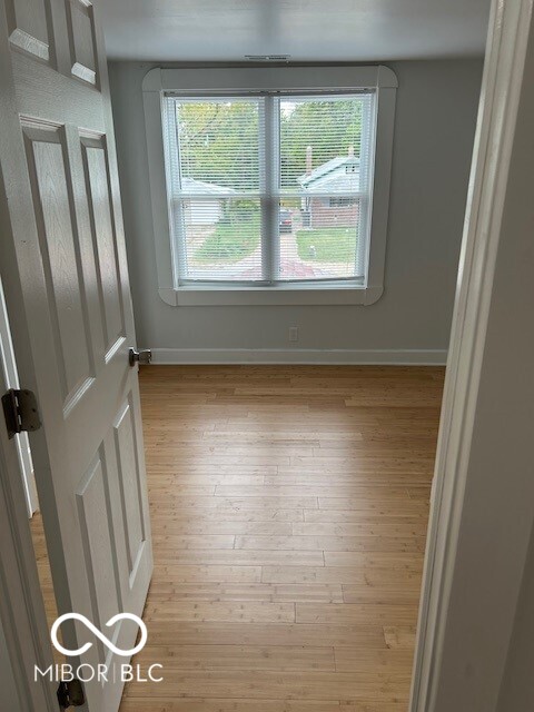 spare room featuring light hardwood / wood-style floors and a wealth of natural light