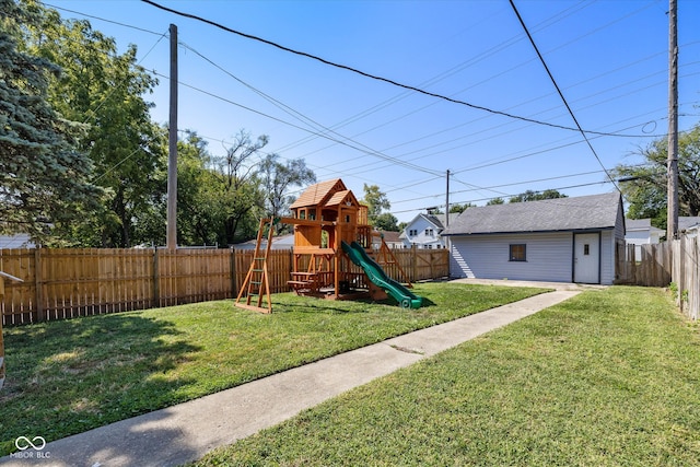 view of playground featuring a lawn