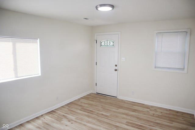 entrance foyer featuring light hardwood / wood-style flooring and a wealth of natural light