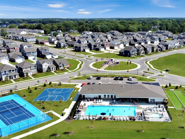 bird's eye view with a residential view