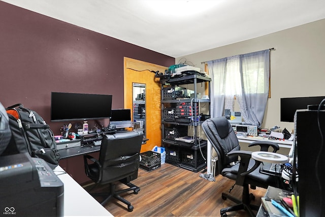 office featuring hardwood / wood-style flooring