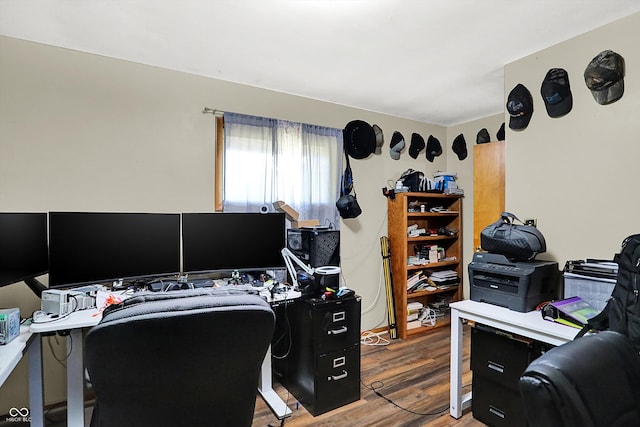 office space featuring hardwood / wood-style flooring