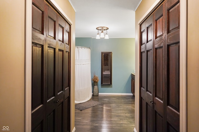 hall featuring dark hardwood / wood-style floors