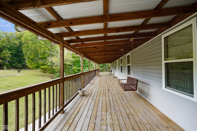 deck with a yard