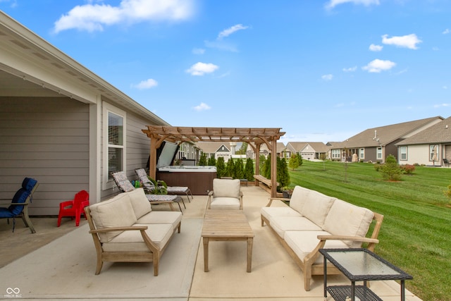 view of patio / terrace with a pergola and an outdoor living space