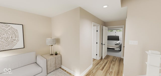 interior space with light hardwood / wood-style flooring