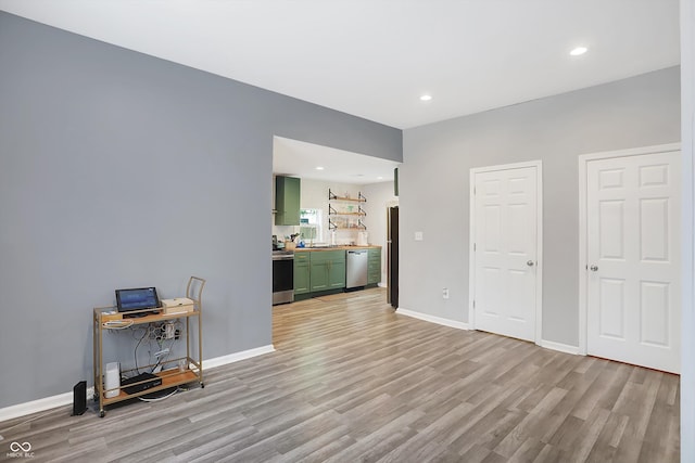 living room featuring light wood-type flooring