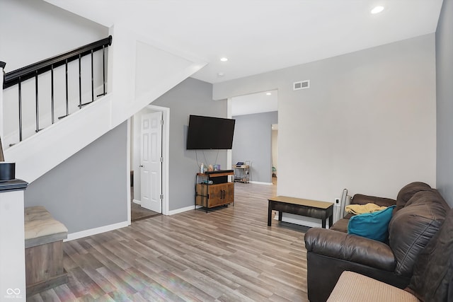 living room featuring light hardwood / wood-style flooring