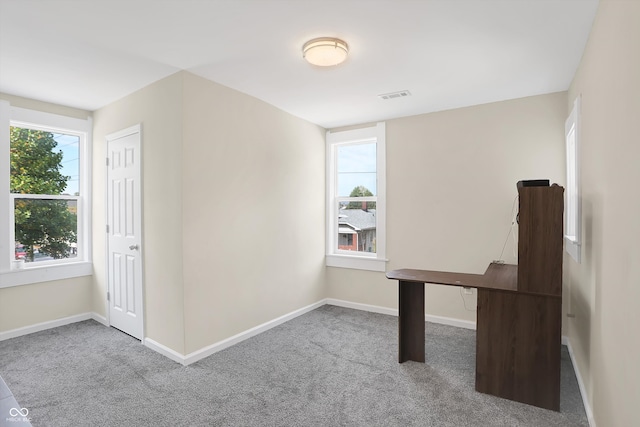 unfurnished office featuring carpet floors