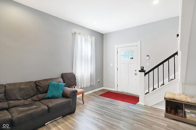 living room featuring light wood-type flooring