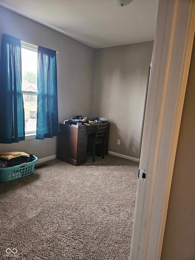 miscellaneous room featuring carpet floors and baseboards