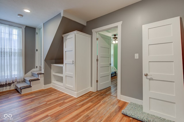 interior space with light hardwood / wood-style floors