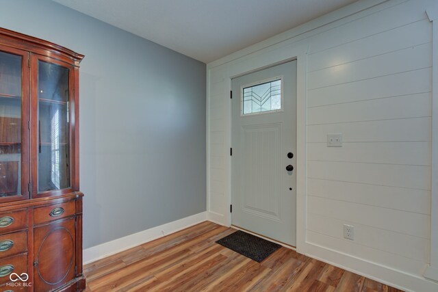 foyer entrance with light wood-type flooring