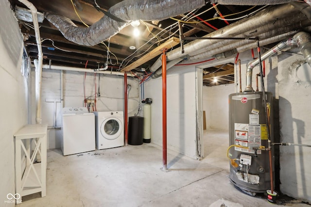 3005 Broadway St, Indianapolis, IN 46205 - unfinished basement with water heater and independent washer and dryer