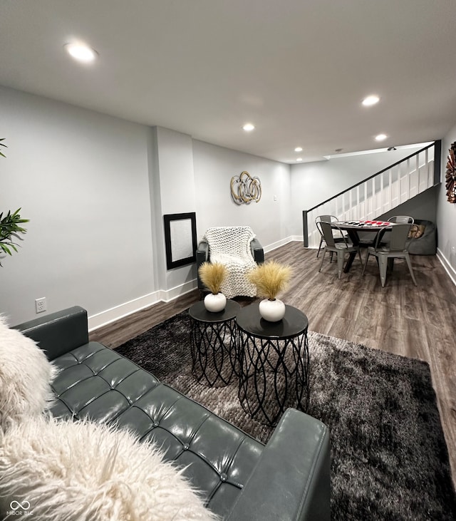 living room with wood-type flooring