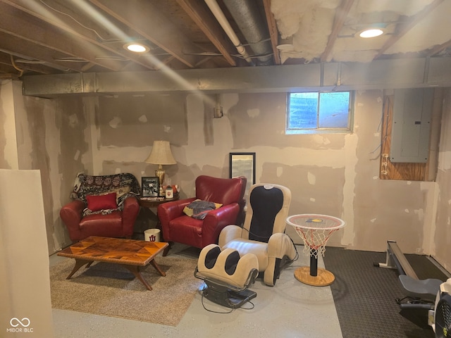 basement with electric panel