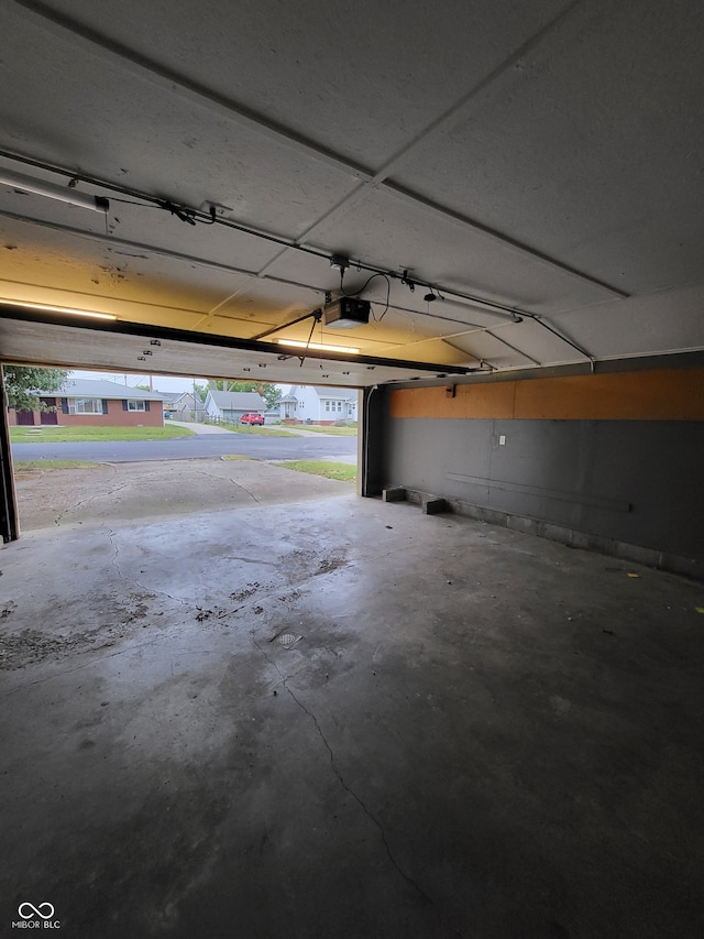 garage with a garage door opener