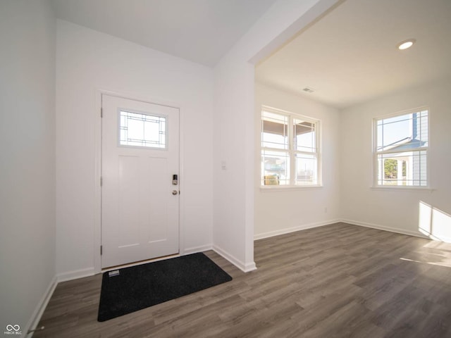7888 Magnolia St, New Palestine, IN 46163 - entrance foyer with dark wood-type flooring and recessed lighting