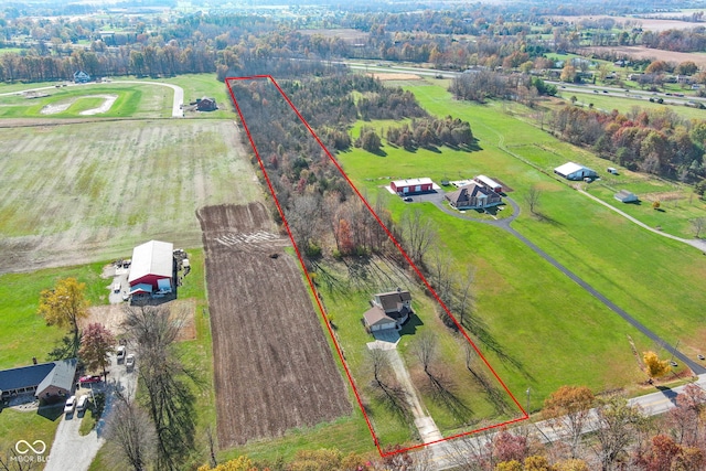 drone / aerial view with a rural view