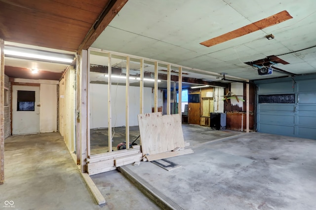 garage with a garage door opener