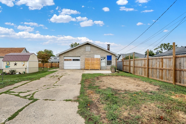 exterior space with a garage