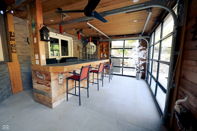 bar with wood ceiling