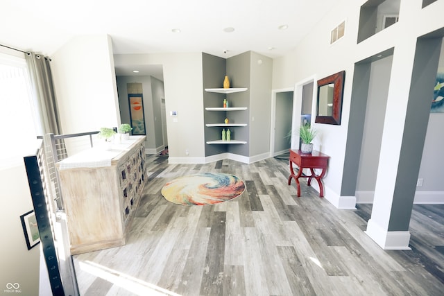 interior space featuring wood-type flooring