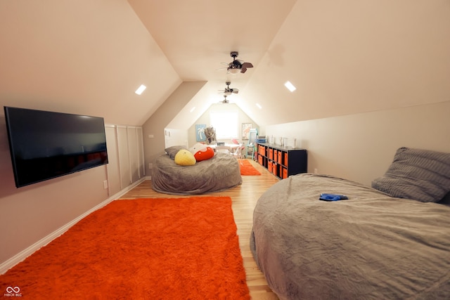 4270 Victoria Ln, Avon, IN 46123 - bedroom with light wood-style flooring, lofted ceiling, and baseboards