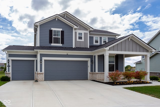 craftsman inspired home featuring a garage