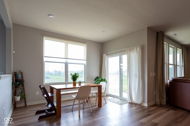 dining area featuring light hardwood / wood-style floors