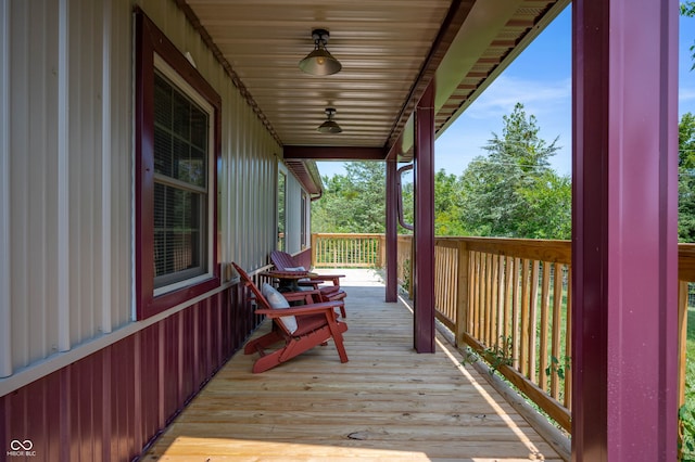 wooden deck with covered porch