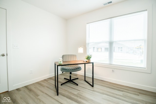 office space featuring light hardwood / wood-style flooring