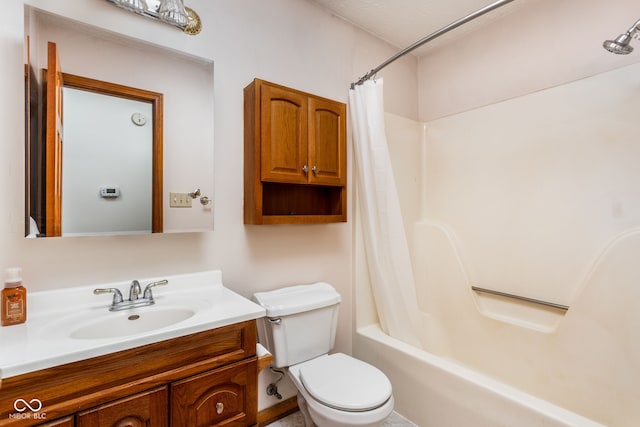 full bathroom featuring vanity, toilet, and shower / tub combo