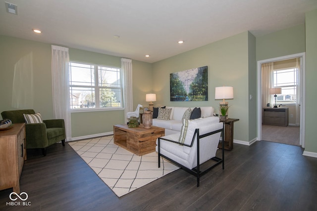 living room with light wood-type flooring