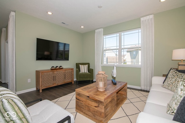 living room featuring light hardwood / wood-style floors