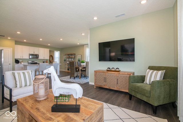 living room with hardwood / wood-style floors