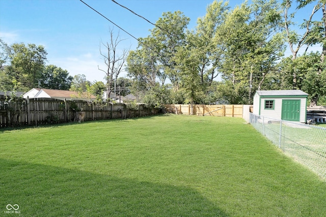 view of yard with a shed